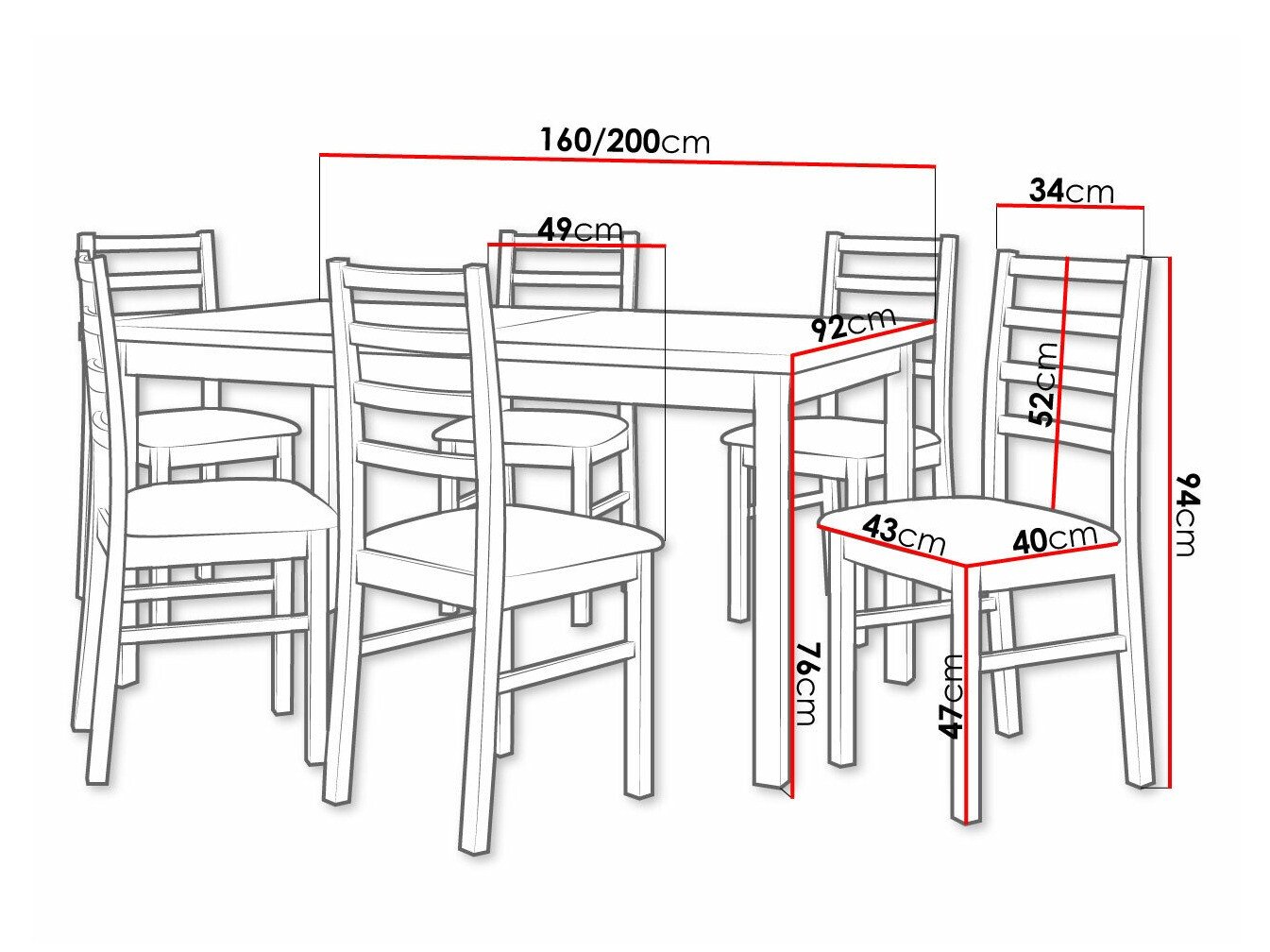 Salle à manger complète Victorville 261 (Noix)