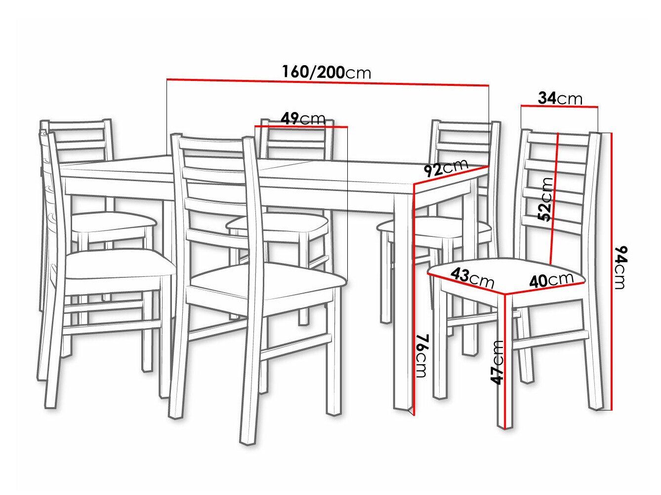 Salle à manger complète Victorville 261 (Sonoma chêne)