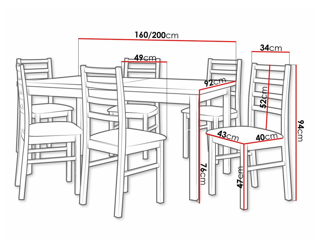 Salle à manger complète Victorville 261 (Sonoma chêne)