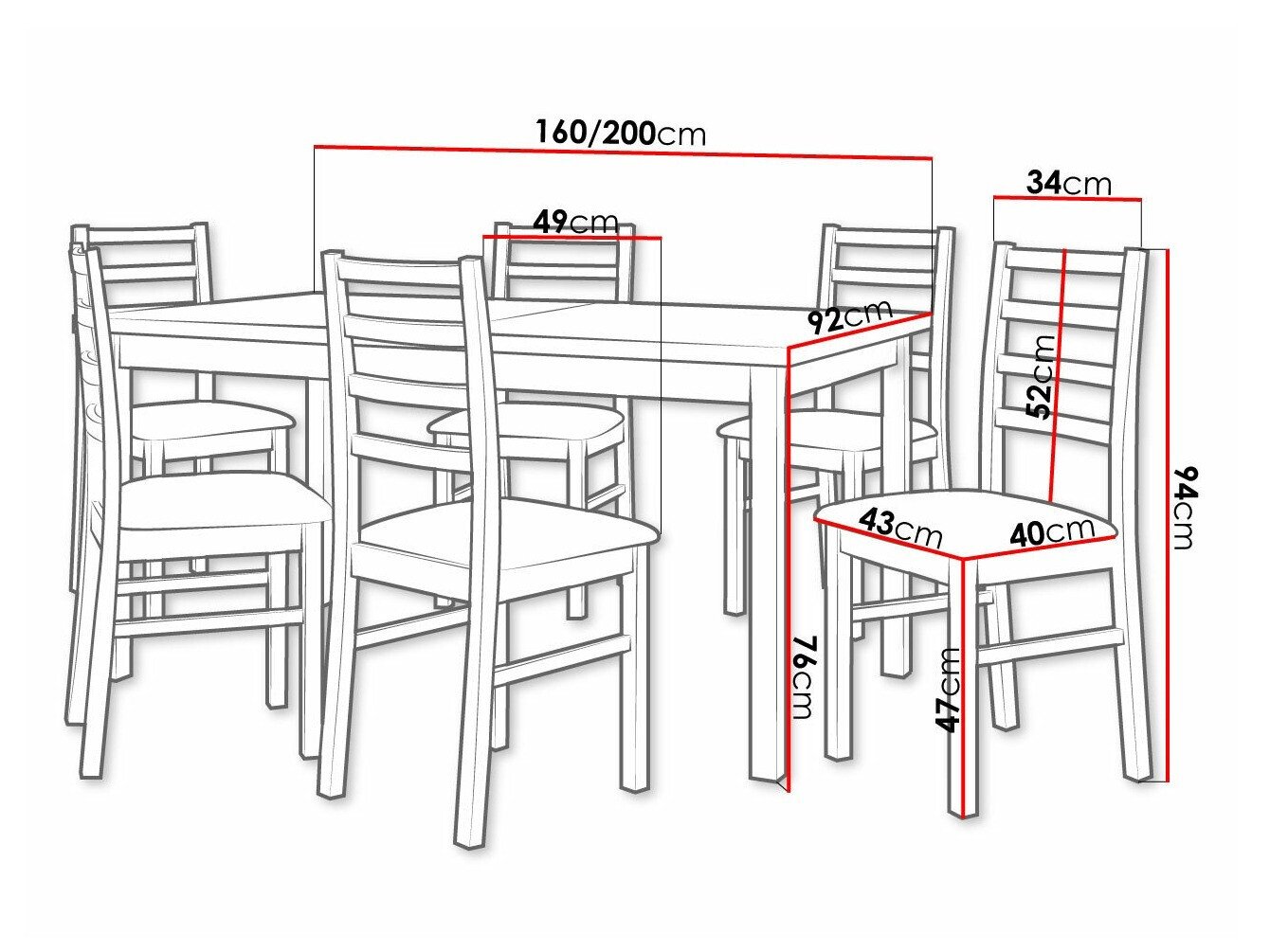 Salle à manger complète Victorville 261 (Sonoma chêne)