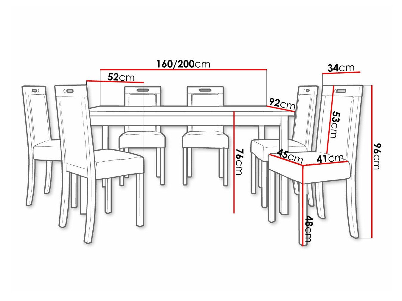 Salle à manger complète Victorville 262 (Noix)