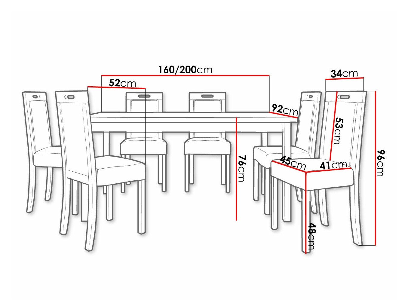 Salle à manger complète Victorville 262 (Sonoma chêne)