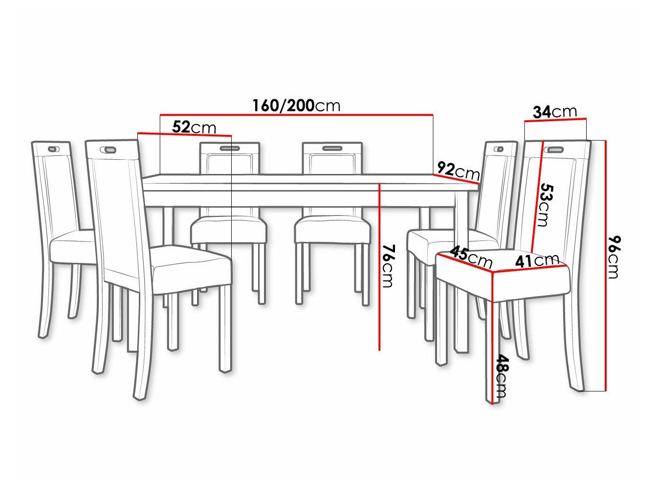 Salle à manger complète Victorville 262 (Sonoma chêne)
