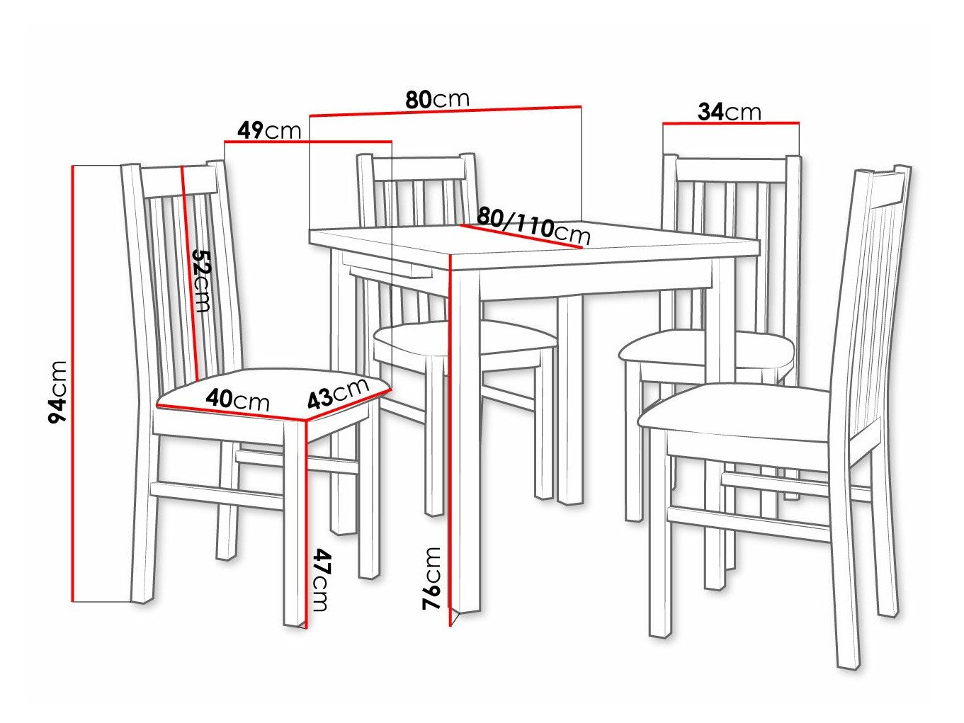 Salle à manger complète Victorville 263 (Blanc)