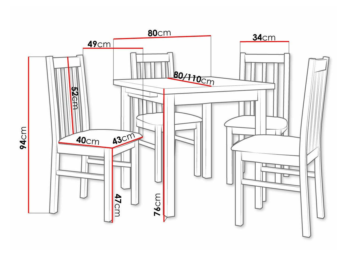 Salle à manger complète Victorville 263 (Blanc)