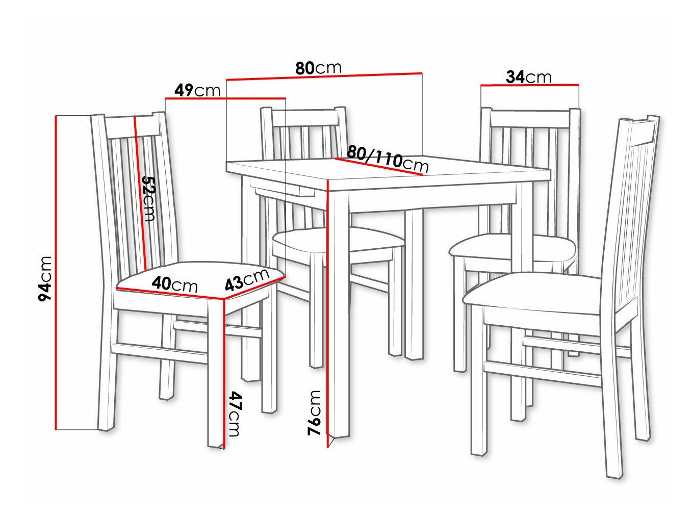 Salle à manger complète Victorville 263 (Noix)