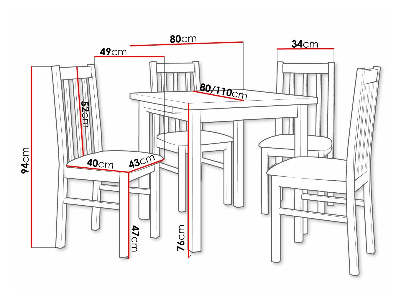 Salle à manger complète Victorville 263 (Noix)