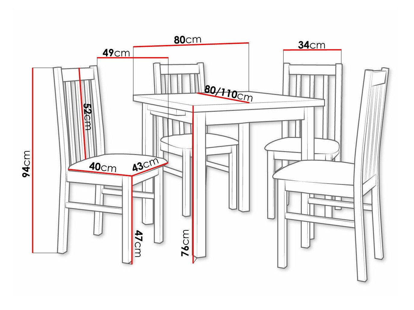 Salle à manger complète Victorville 263 (Noix)