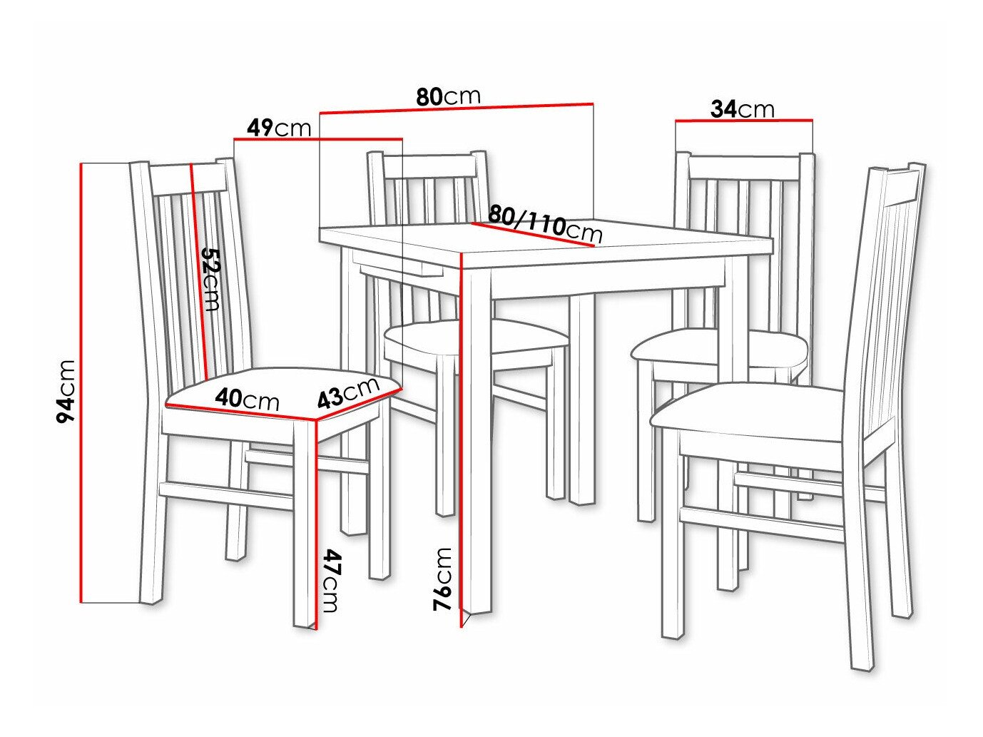 Salle à manger complète Victorville 263 (Sonoma chêne)