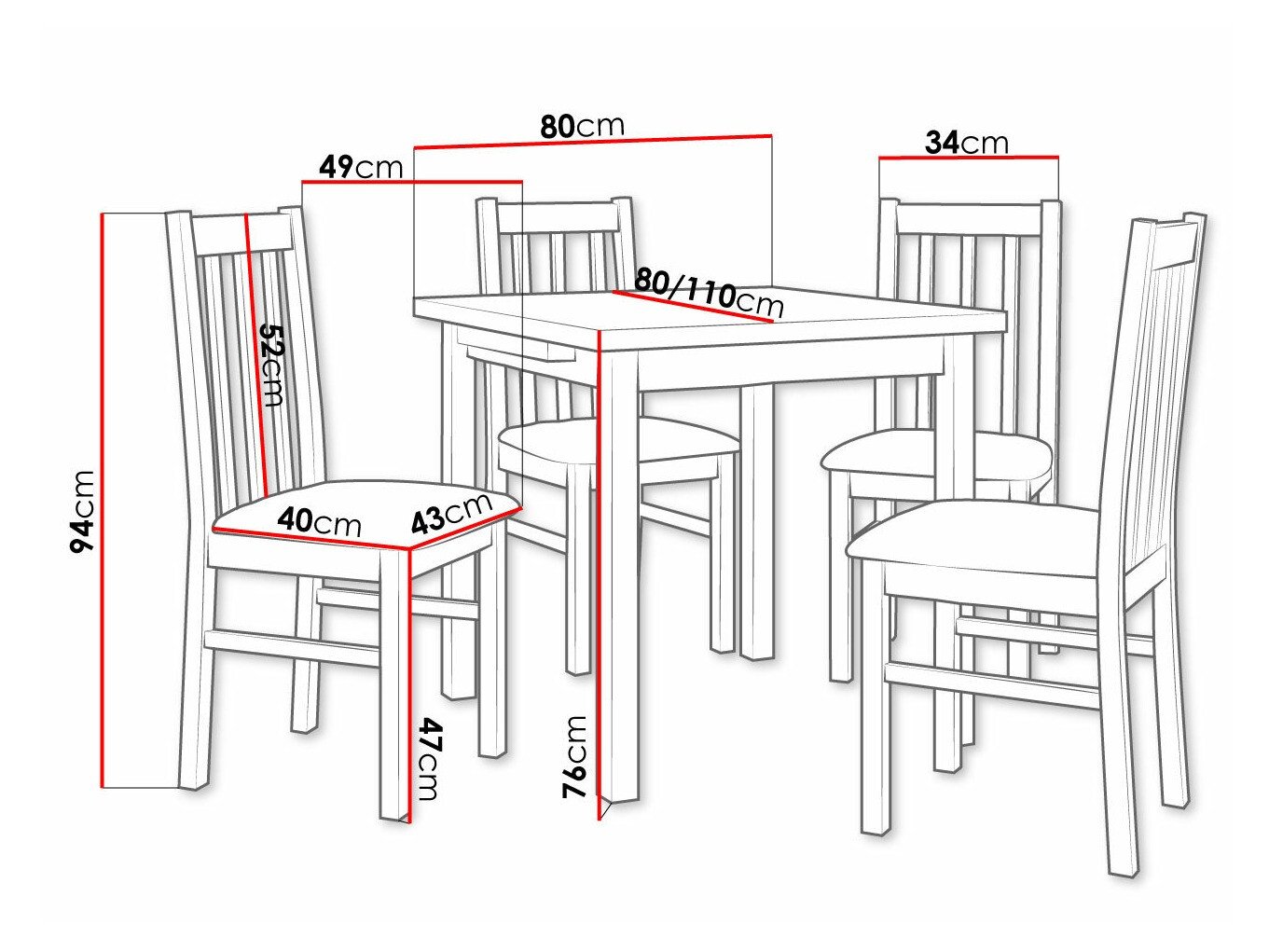 Salle à manger complète Victorville 263 (Sonoma chêne)