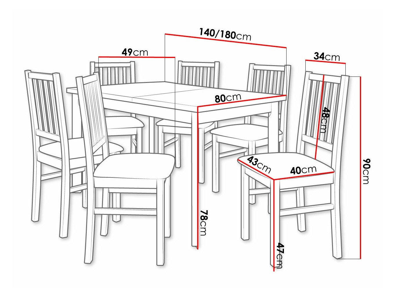 Salle à manger complète Victorville 264 (Noix)