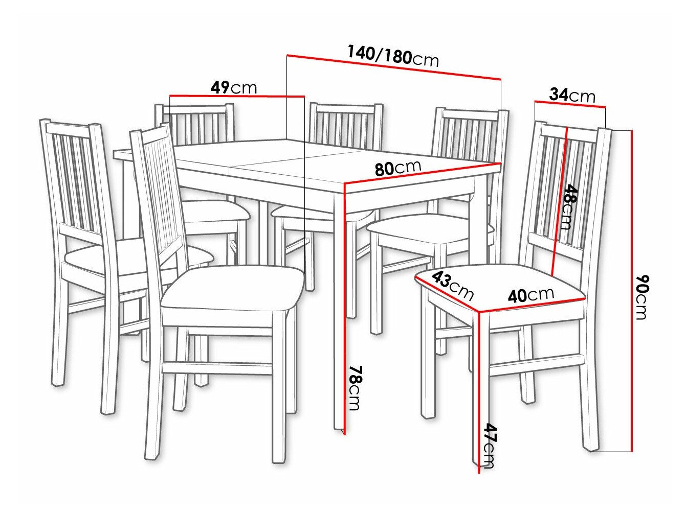 Salle à manger complète Victorville 264 (Noix)