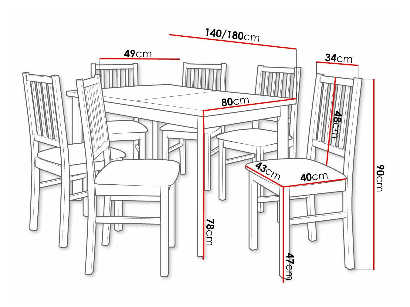Salle à manger complète Victorville 264 (Noix)
