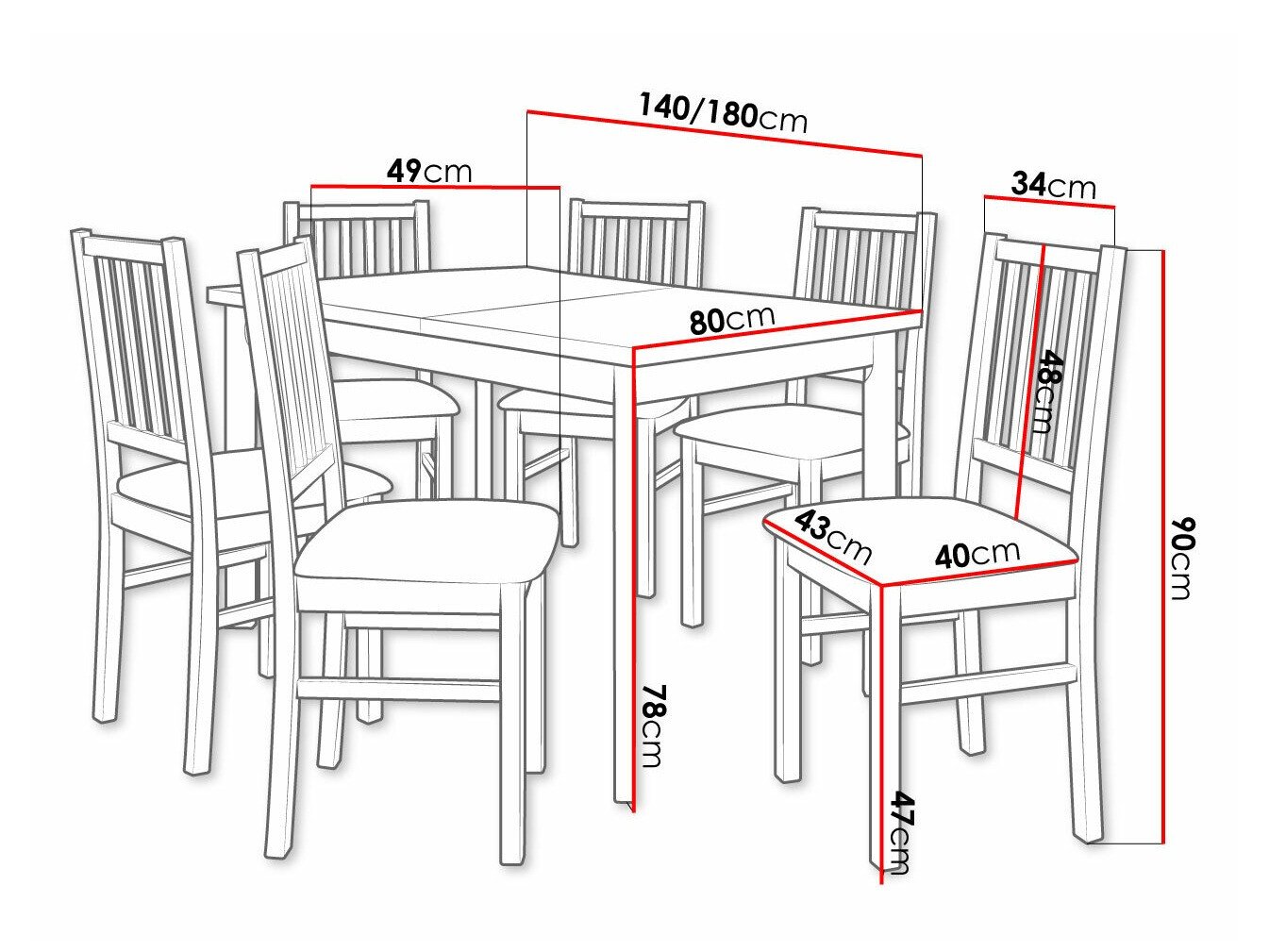 Salle à manger complète Victorville 264 (Sonoma chêne)