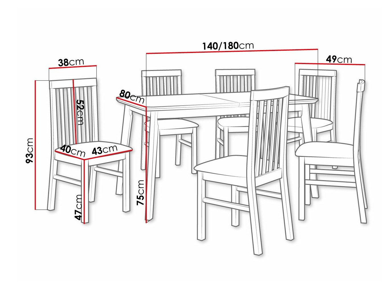 Salle à manger complète Victorville 267 (Noir)