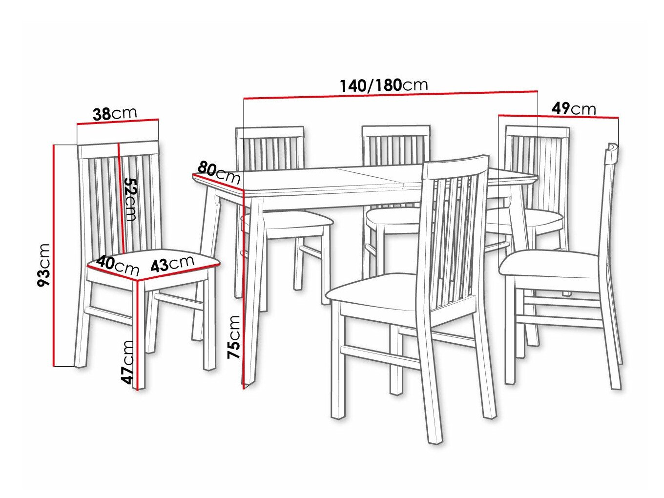 Salle à manger complète Victorville 267 (Noir)