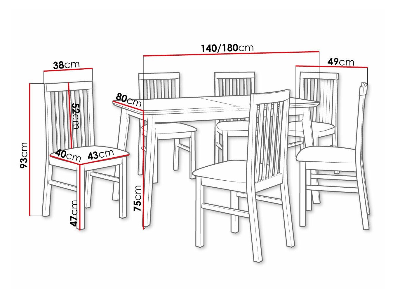 Salle à manger complète Victorville 267 (Noir)