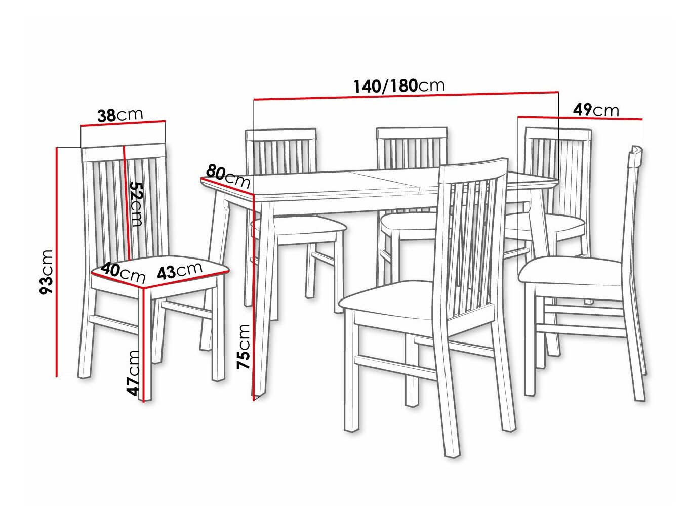 Salle à manger complète Victorville 267 (Sonoma chêne)