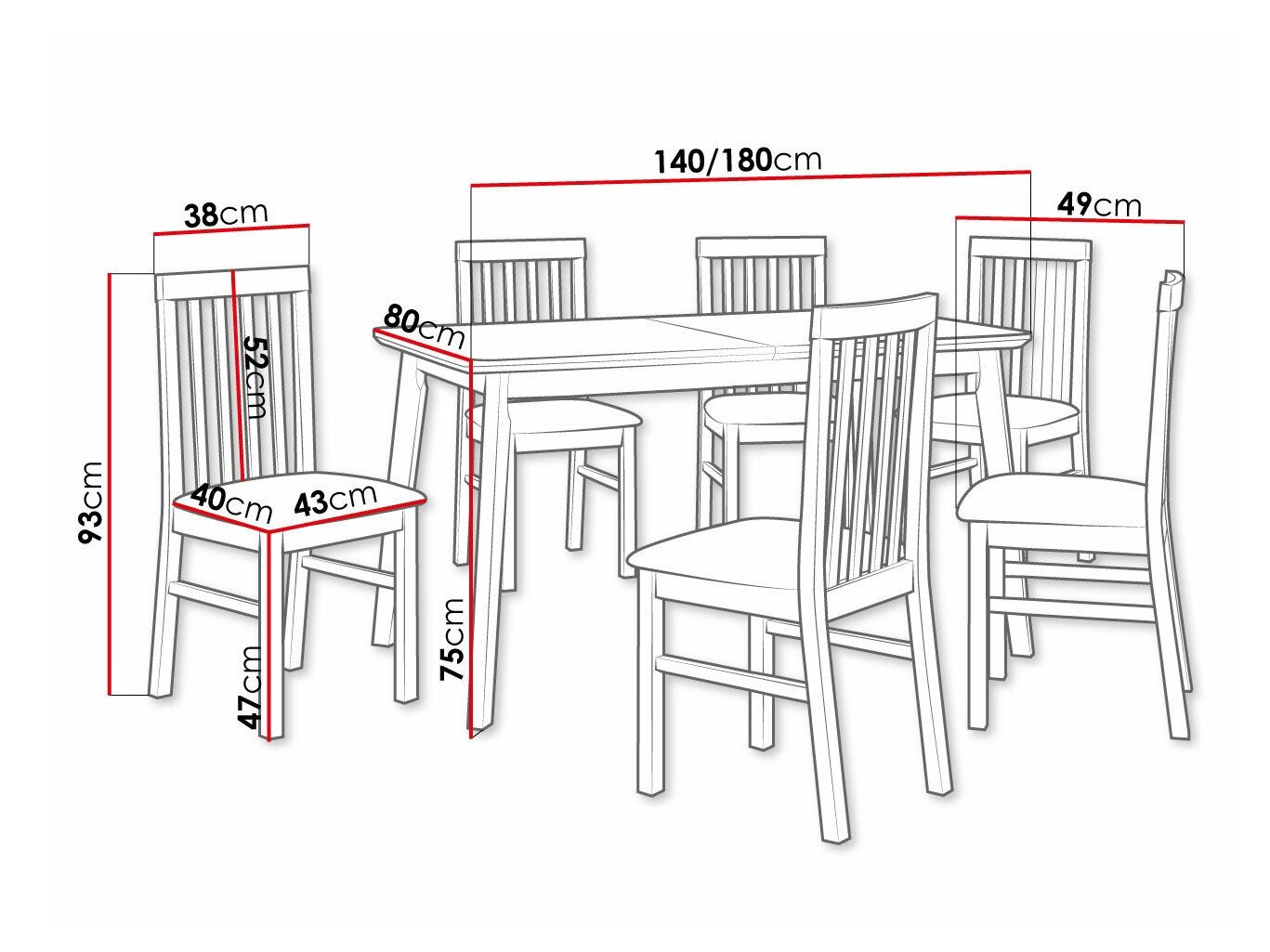Salle à manger complète Victorville 267 (Sonoma chêne)