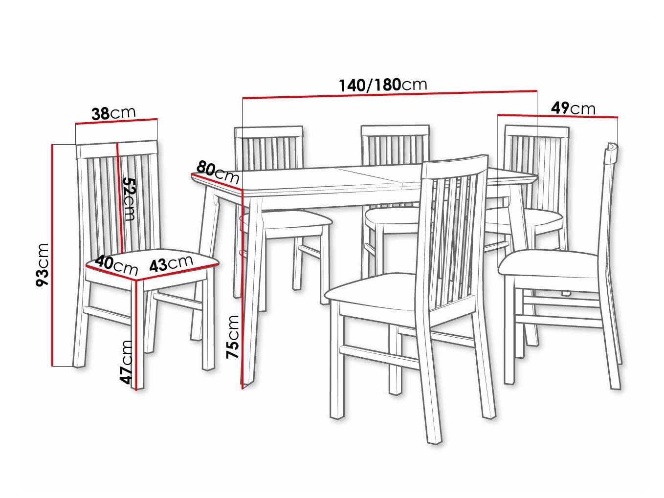 Salle à manger complète Victorville 267 (Sonoma chêne)
