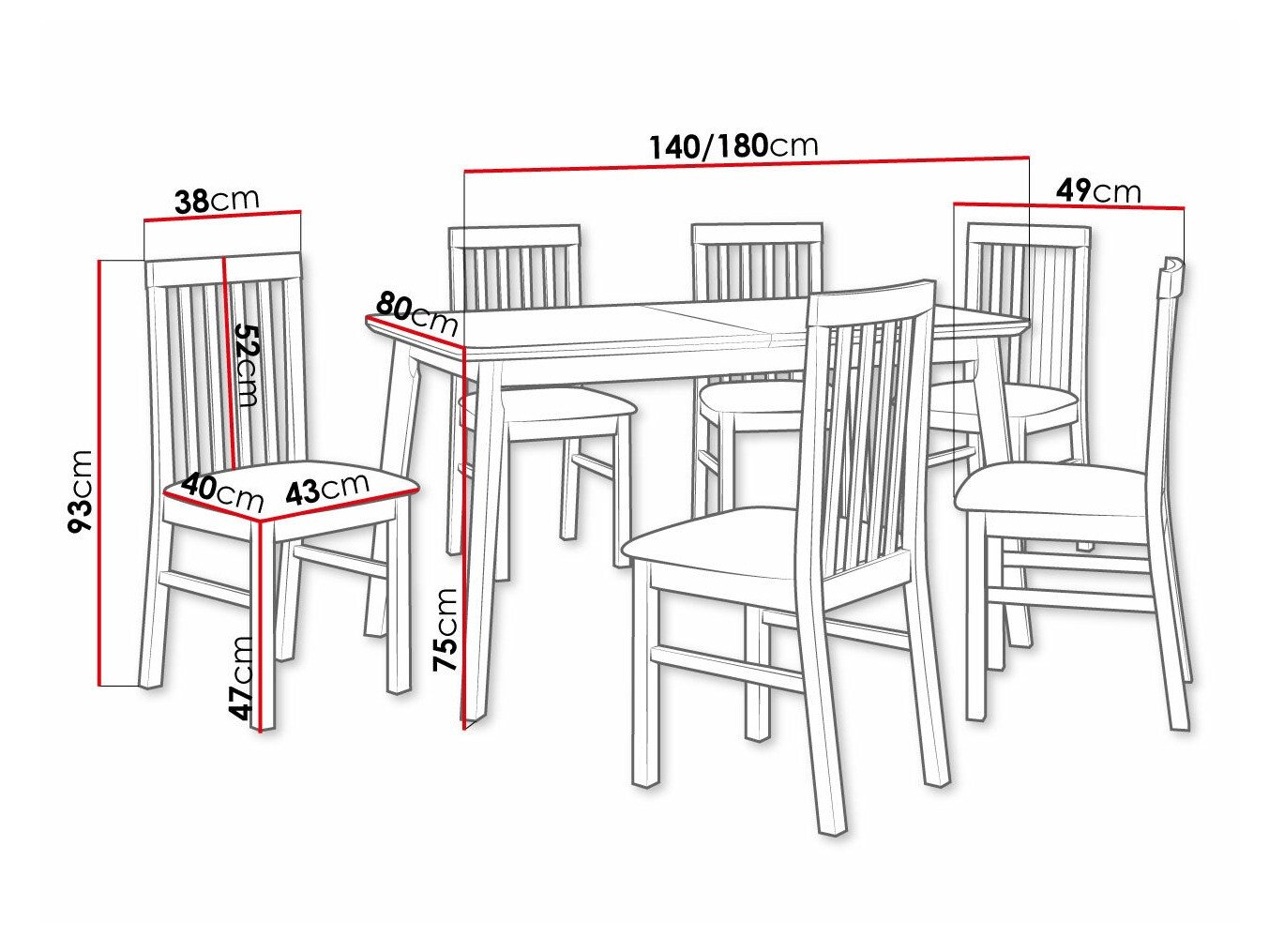 Salle à manger complète Victorville 267 (Sonoma chêne)