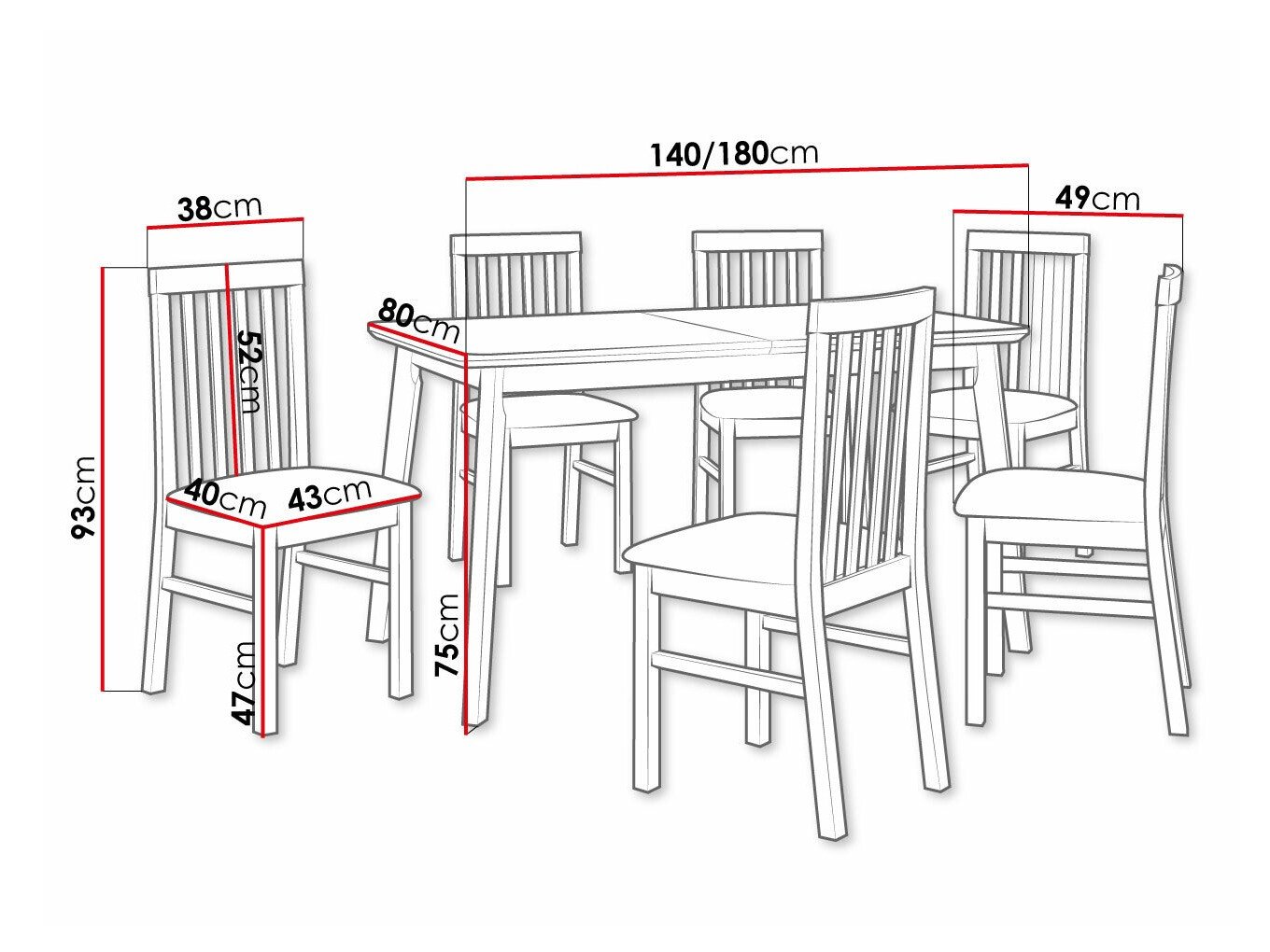 Salle à manger complète Victorville 267 (Sonoma chêne)