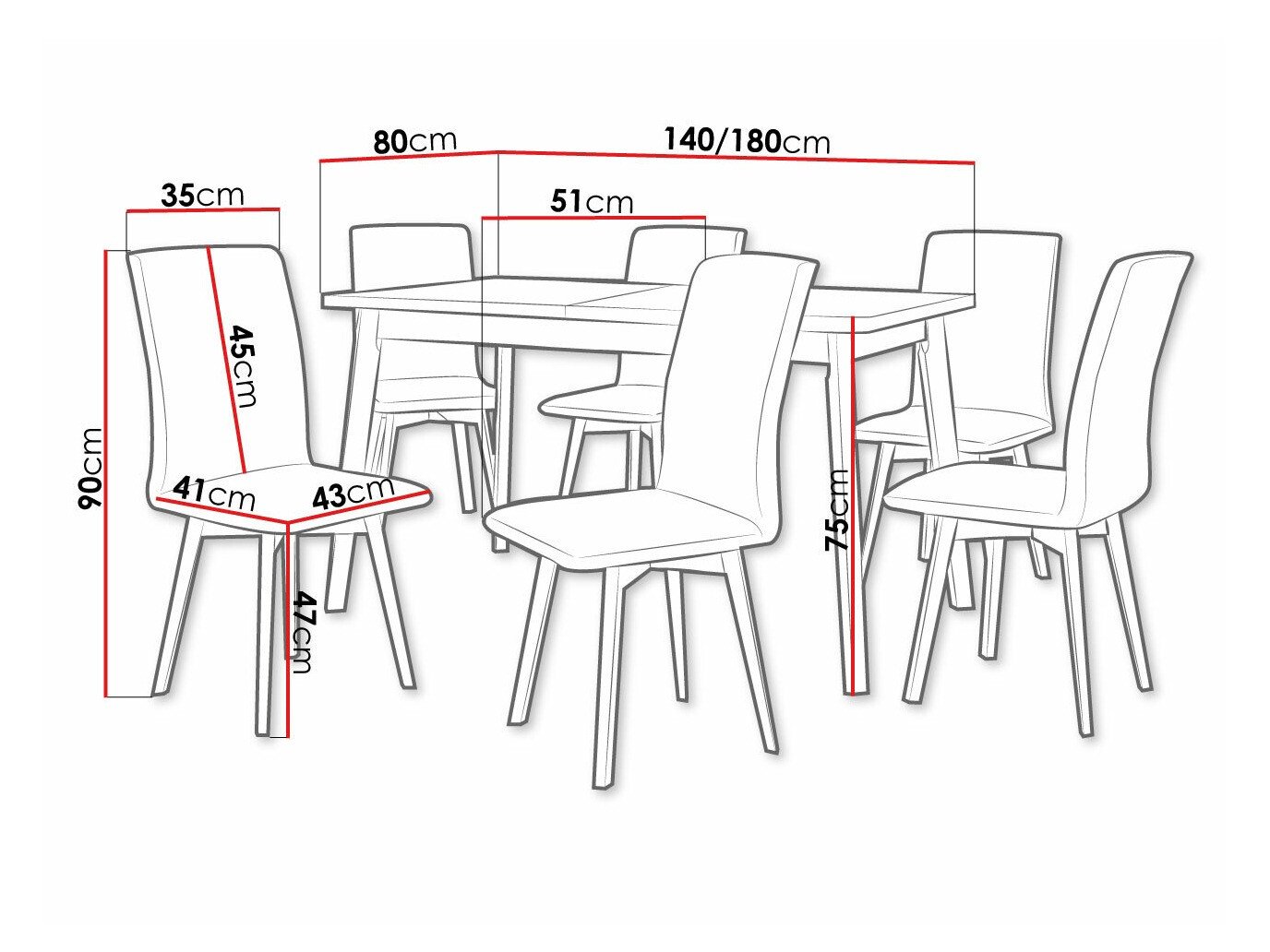 Salle à manger complète Victorville 292 (Grandson chêne + Noir)
