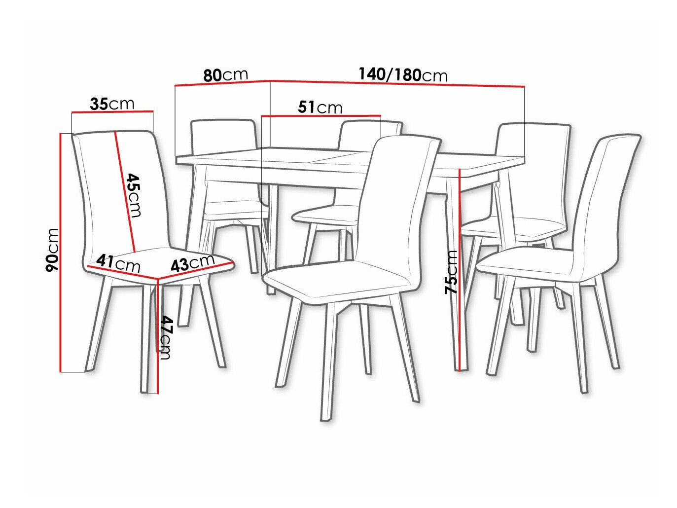 Salle à manger complète Victorville 292 (Sonoma chêne + Noir)