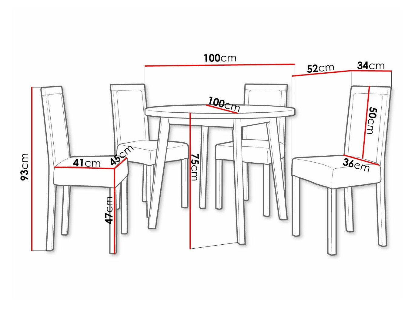 Salle à manger complète Victorville 304 (Blanc)