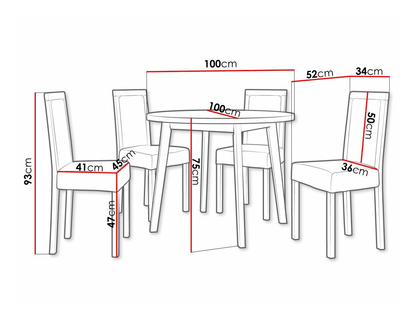 Salle à manger complète Victorville 304 (Sonoma chêne)