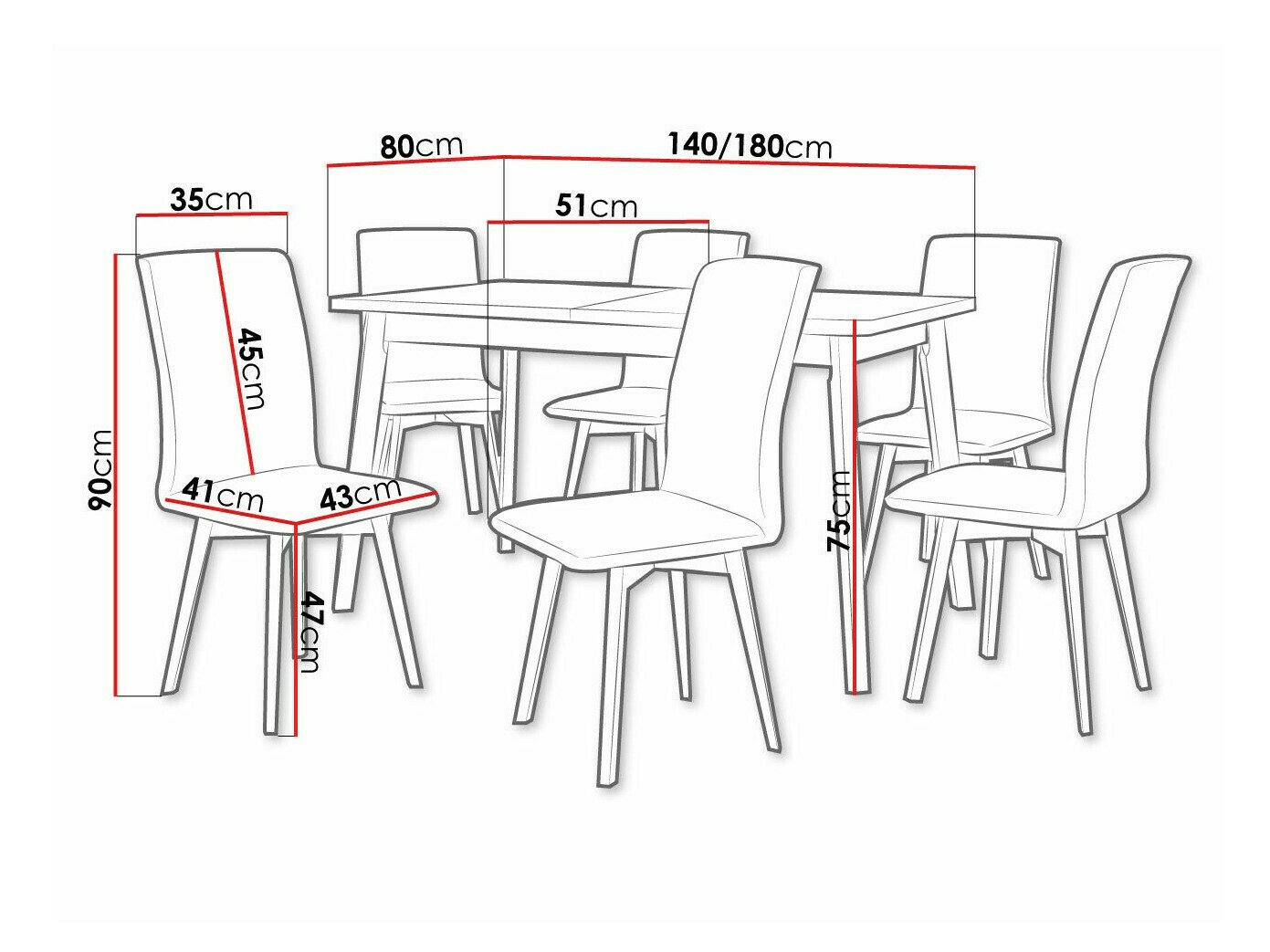 Salle à manger complète Victorville 326 (Noir)