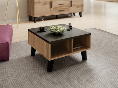 Table basse Larfloi 100 (Chêne wotan + Noir)