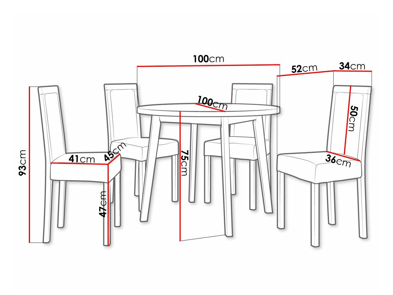 Salle à manger complète Victorville 306 (Noir)
