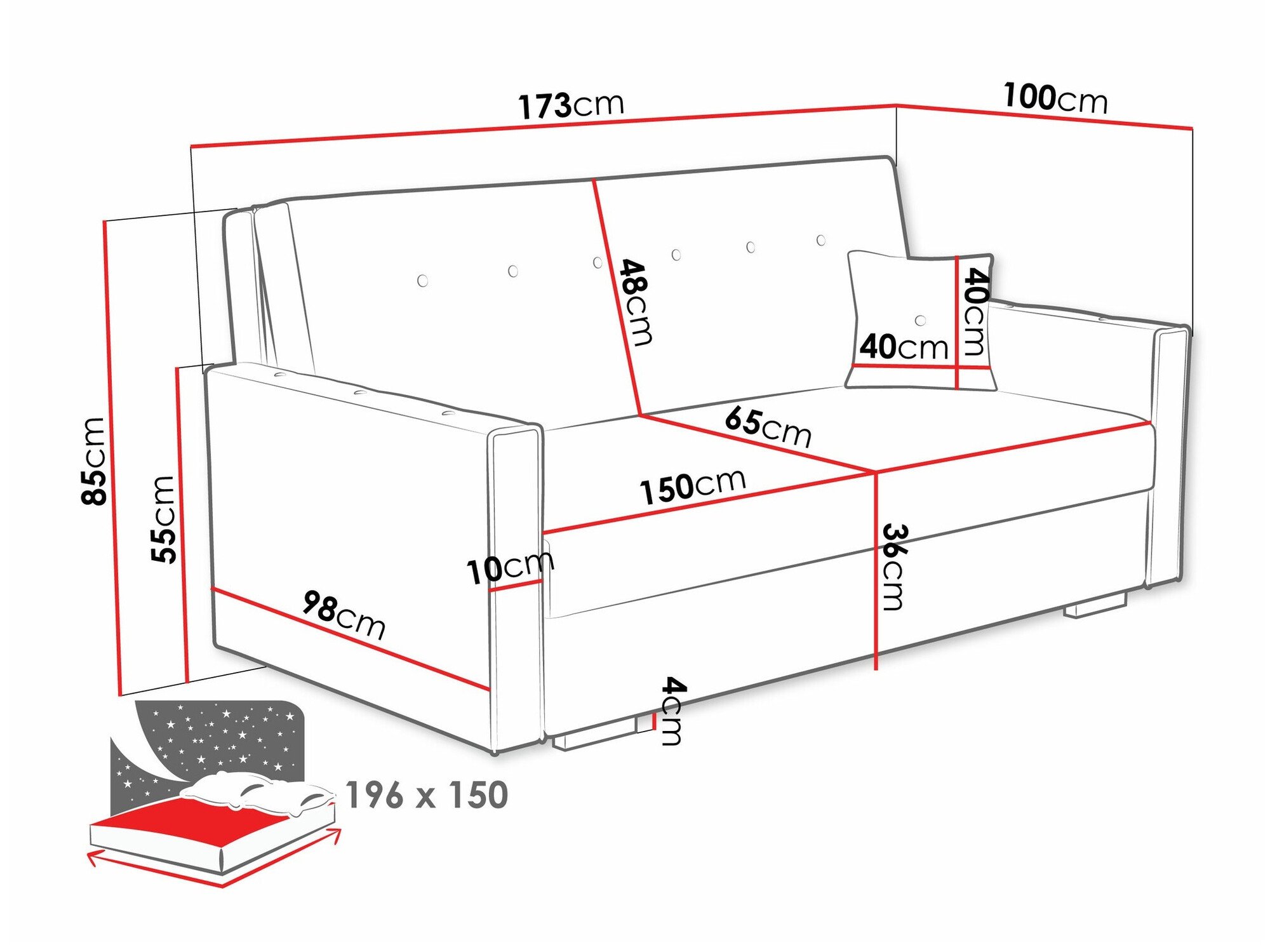 Canapé convertible Caelrin IV (Coral 15)