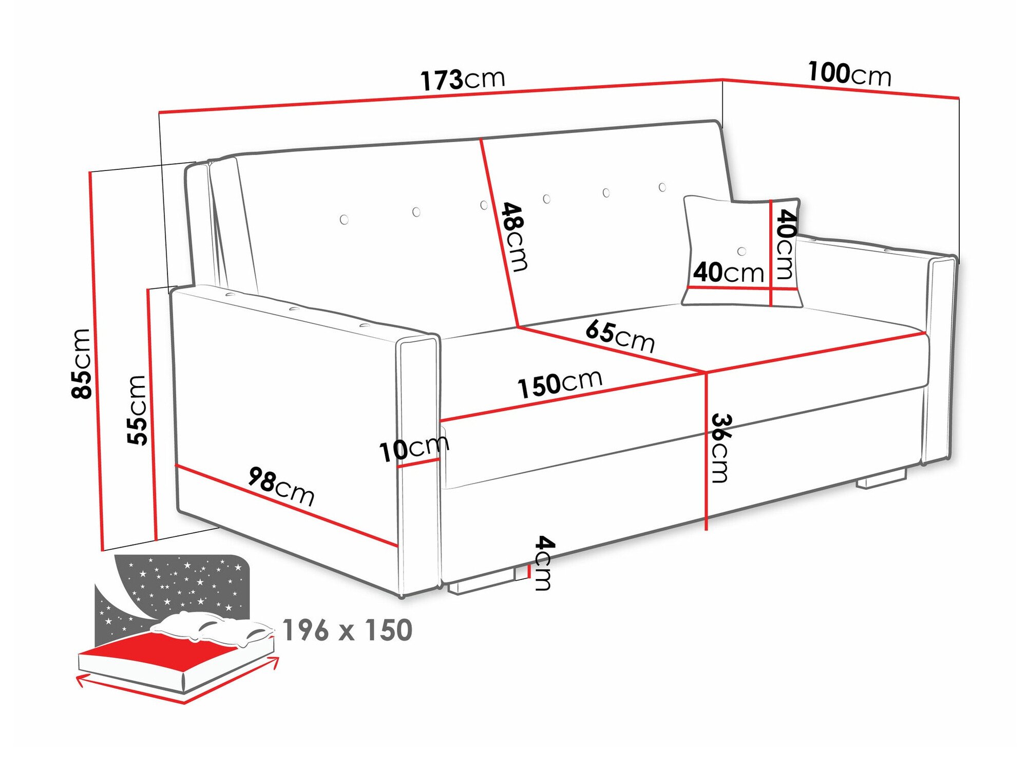Canapé convertible Caelrin IV (Coral 45)
