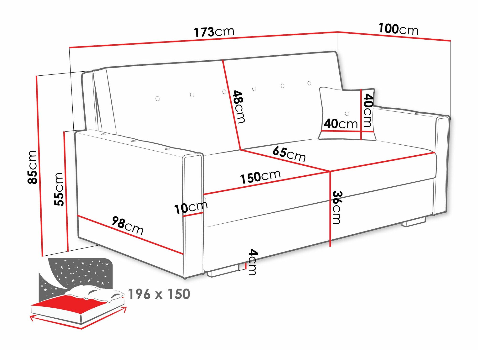 Canapé convertible Caelrin IV (Coral 80)