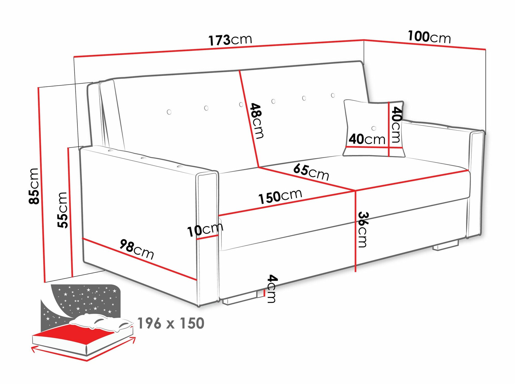Canapé convertible Columbus 233 (Coral 55)