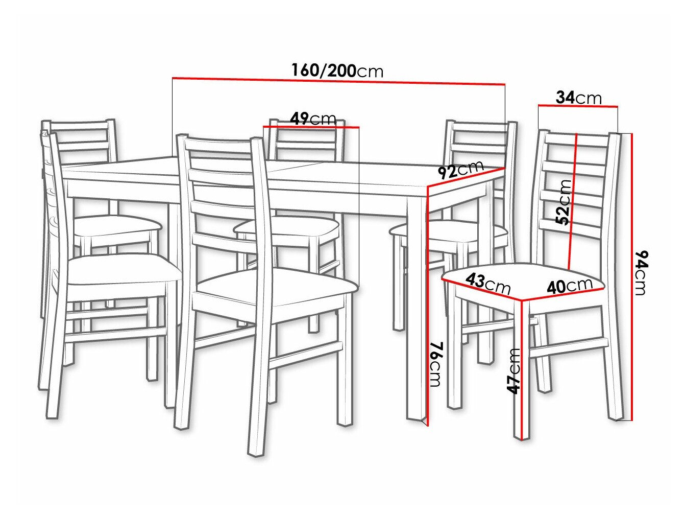 Salle à manger complète Victorville 307 (Blanc)