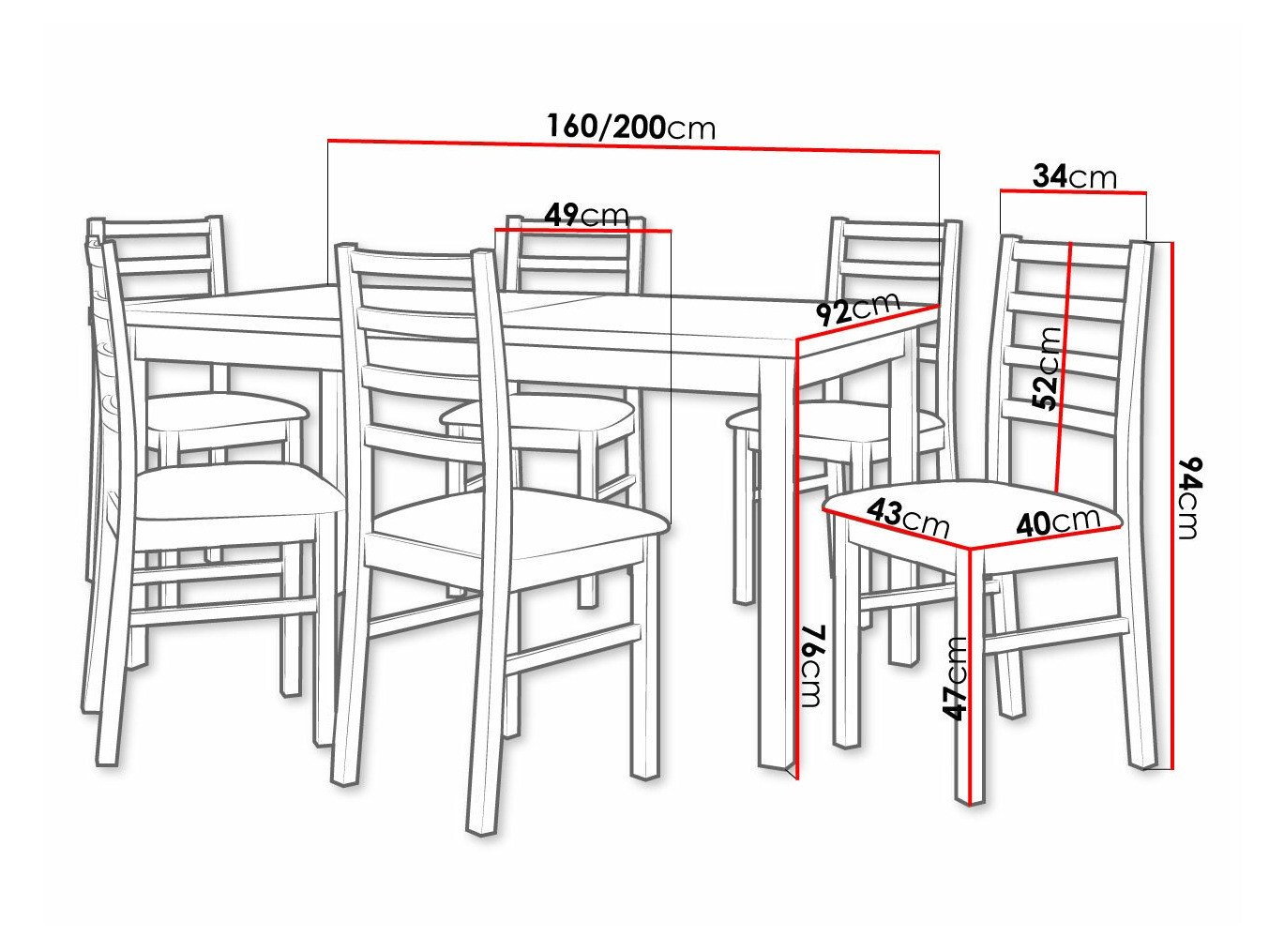 Salle à manger complète Victorville 307 (Blanc)