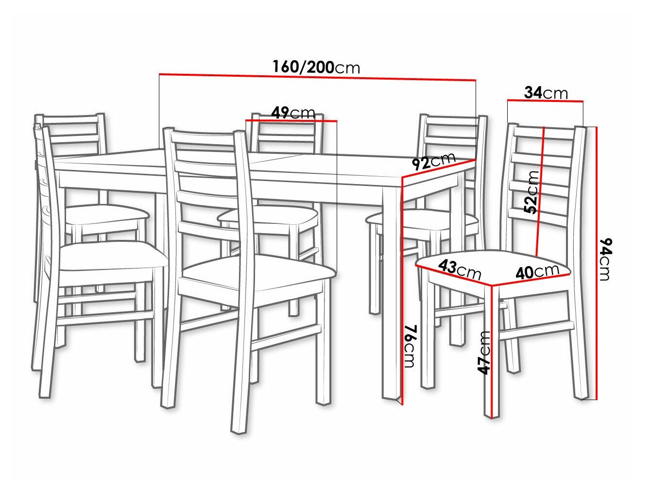 Salle à manger complète Victorville 307 (Blanc)