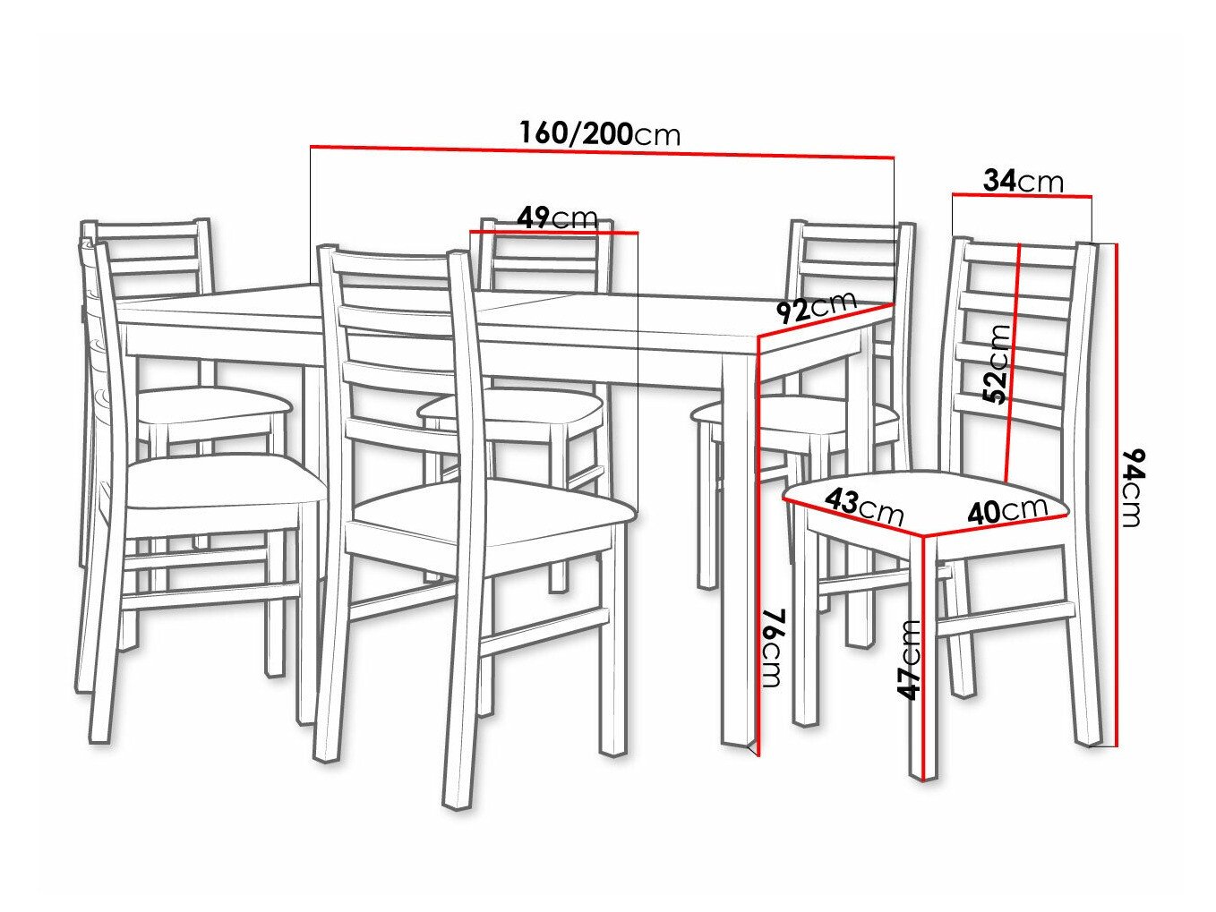 Salle à manger complète Victorville 307 (Noix)