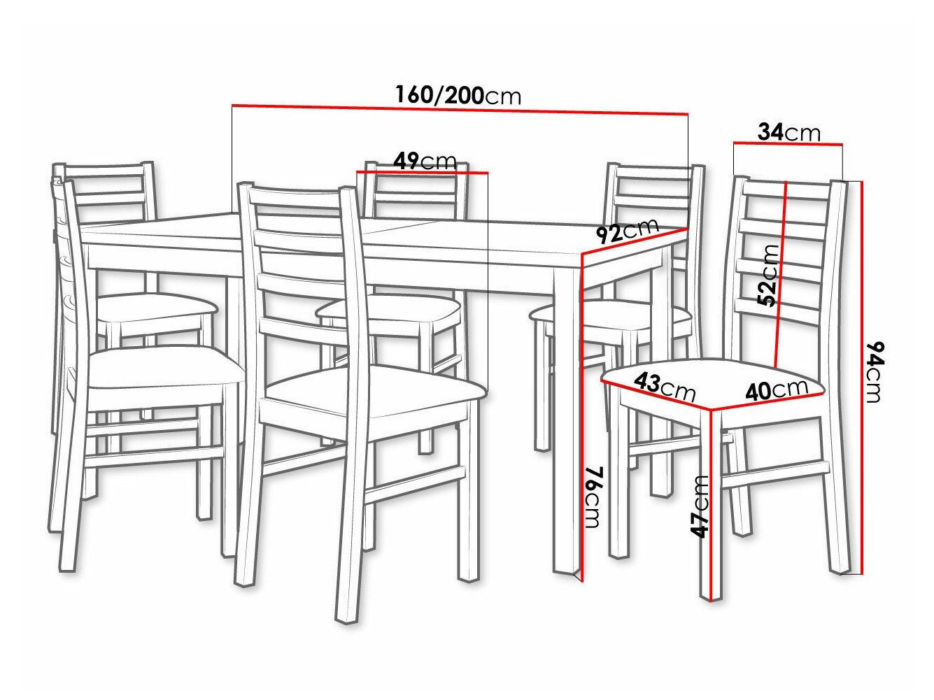 Salle à manger complète Victorville 307 (Noix)