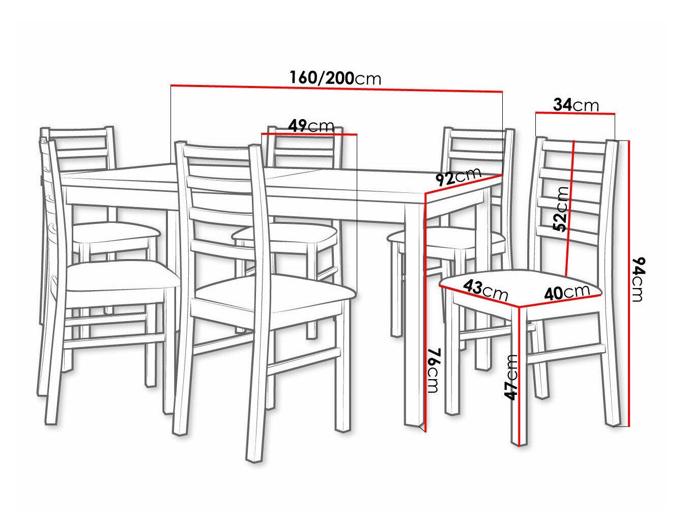 Salle à manger complète Victorville 307 (Noix)