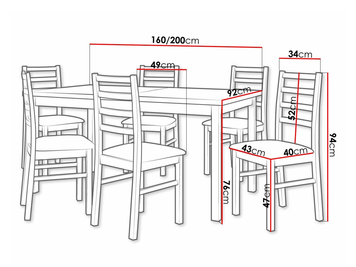 Salle à manger complète Victorville 307 (Sonoma chêne)
