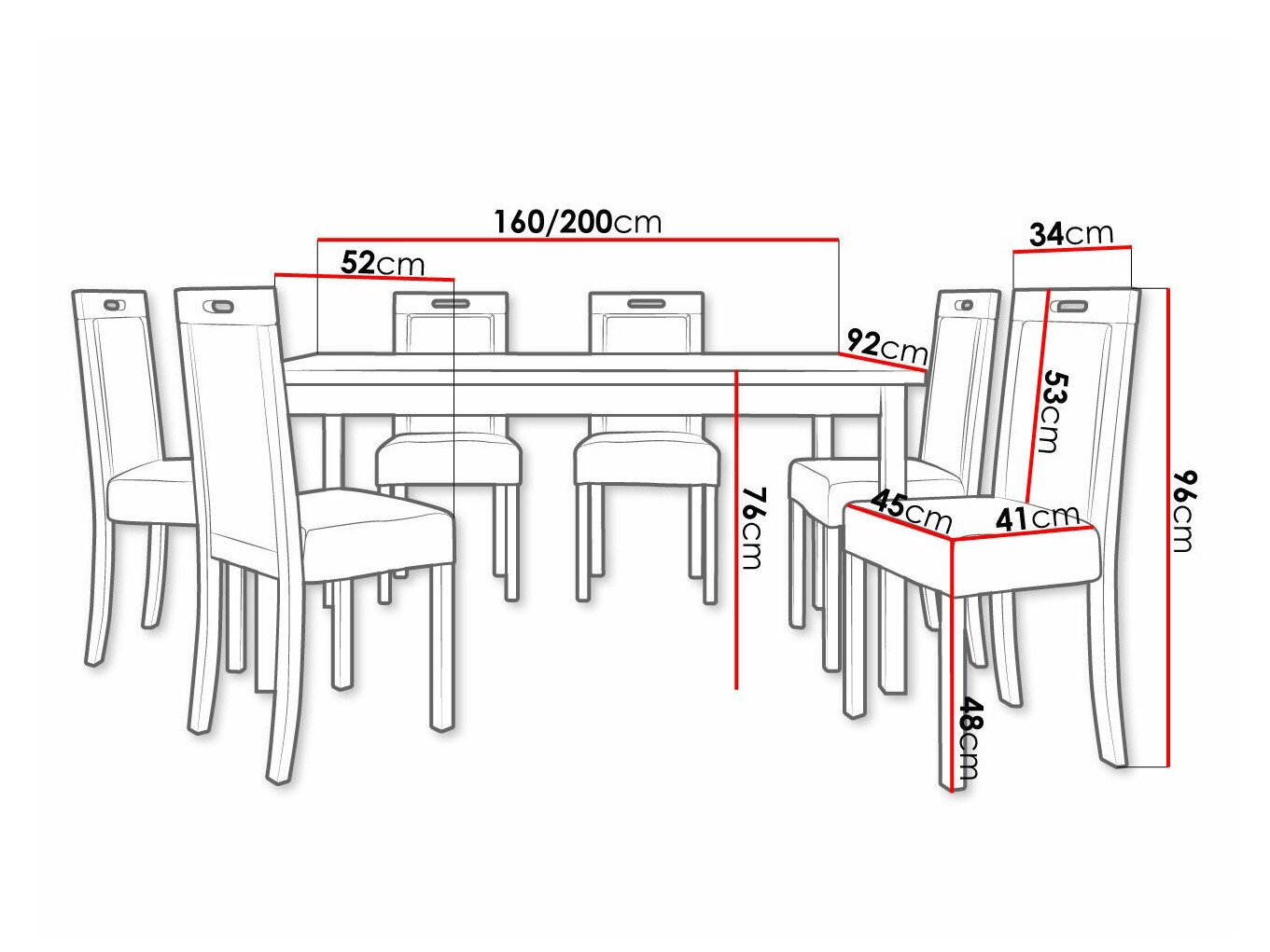 Salle à manger complète Victorville 308 (Blanc)