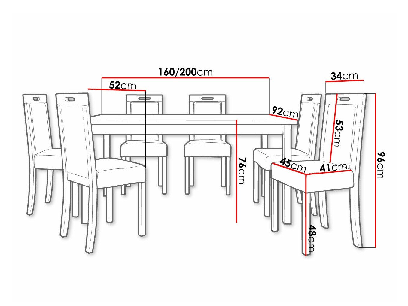 Salle à manger complète Victorville 308 (Blanc)