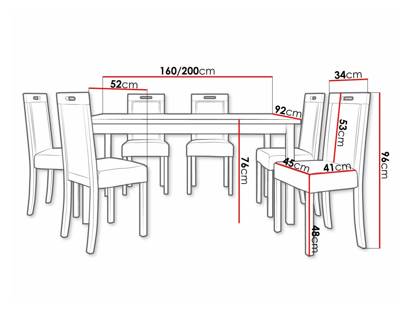 Salle à manger complète Victorville 308 (Sonoma chêne)