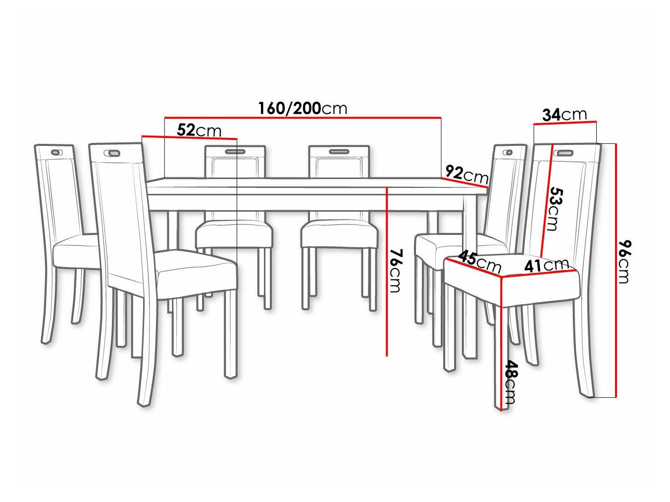Salle à manger complète Victorville 308 (Sonoma chêne)