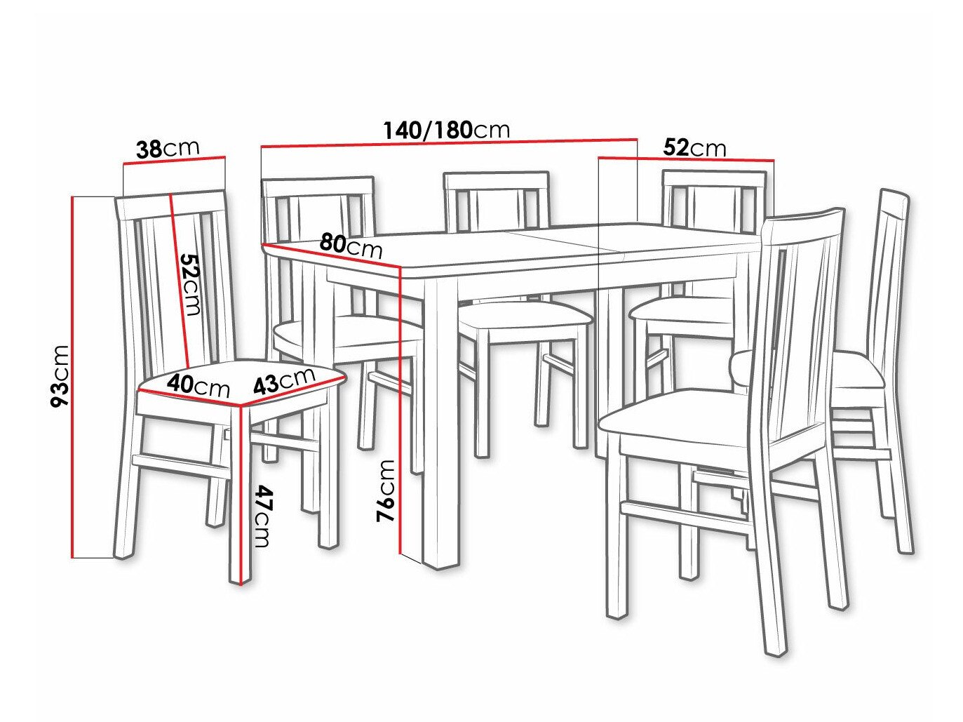 Salle à manger complète Victorville 311 (Aulne)