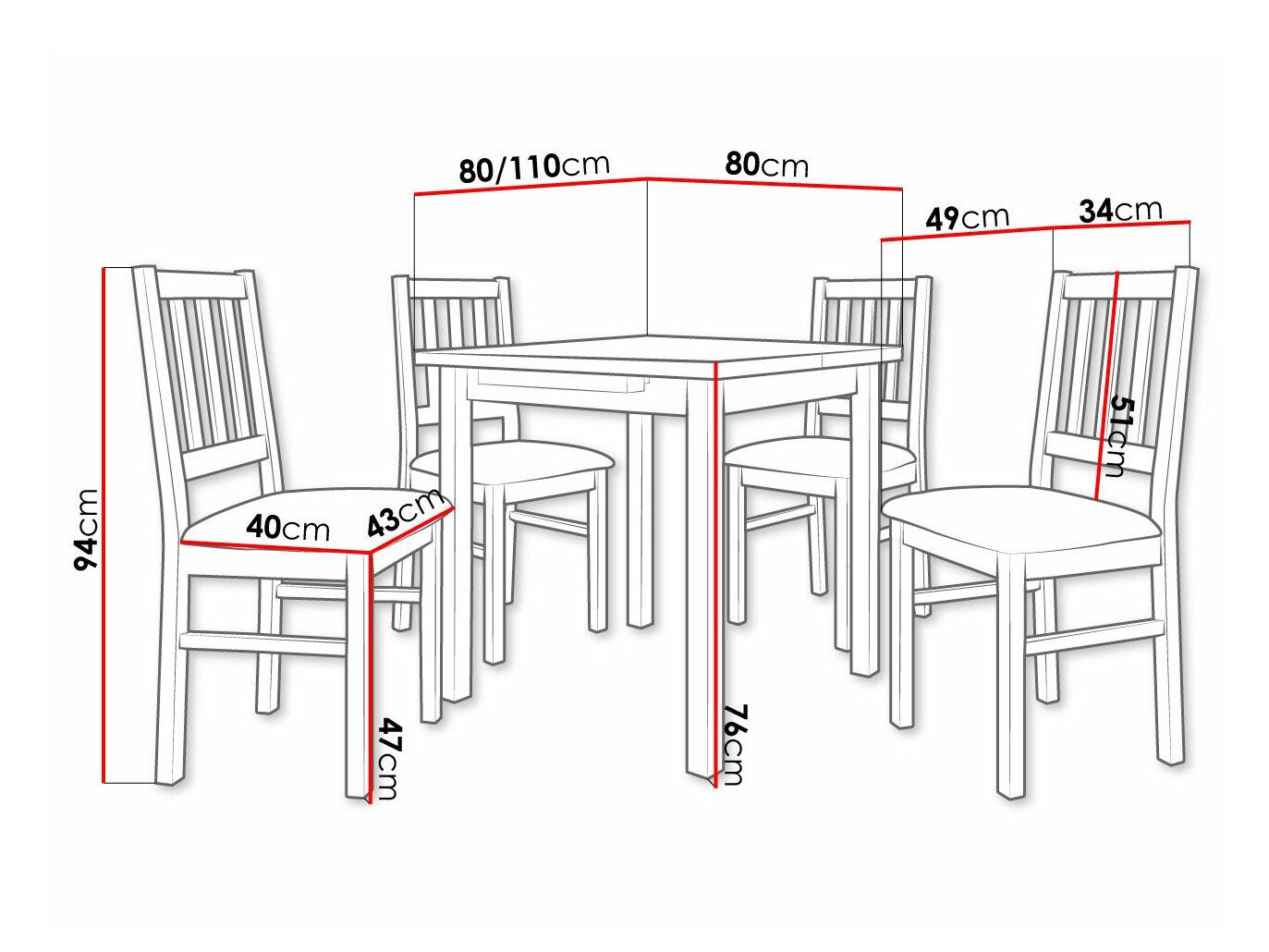 Salle à manger complète Victorville 314 (Noix)